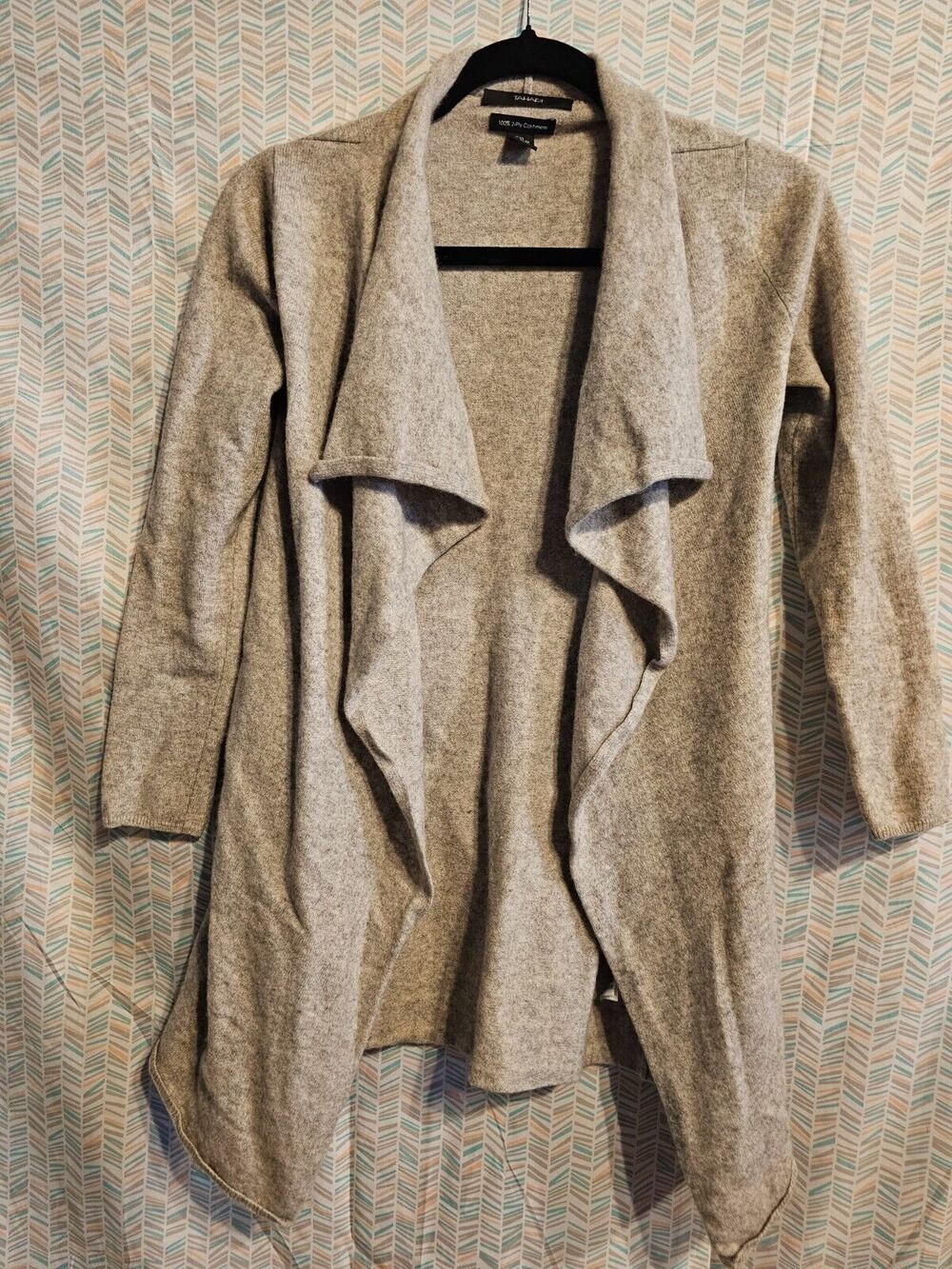 Tahari Open Cardigan Women XS Gray Sweater 100% 2 Ply Cashmere Soft